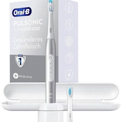 Oral-B Pulsonic Slim Luxe 4500 platin 4500 Elektrische Zahnbürste Schallzahnbürste Weiß, Silber