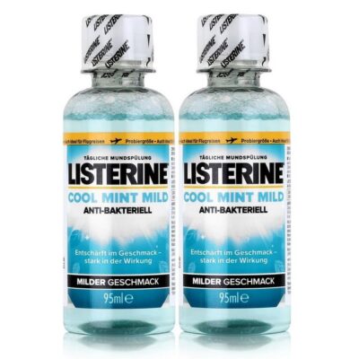 Listerine Mundspülung, Listerine Cool Mint milder Geschmack 95 ml Mundspülung (2er Pack)