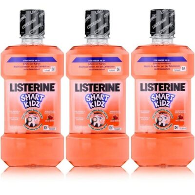 Listerine Mundspülung, Listerine Smart Kidz Mild Berry 500ml - Ohne Alkohol & ohne Zucker (3e