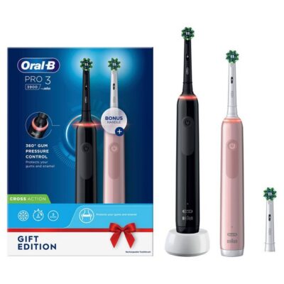 Oral-B Elektrische Zahnbürste Pro 3 + 2. Handstück - Black/Pink