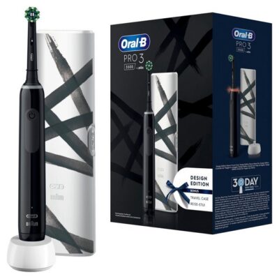 Oral-B Elektrische Zahnbürste Pro 3 + Reiseetui Streifen Design - Black