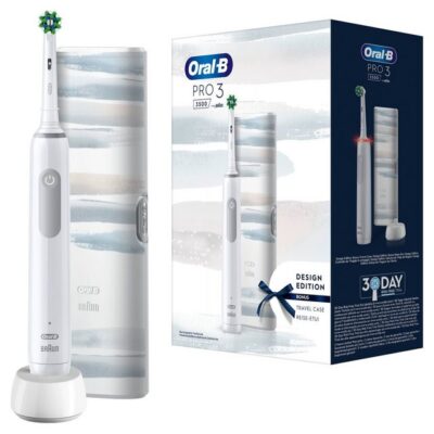 Oral-B Elektrische Zahnbürste Pro 3 + Reiseetui Streifen Design - White