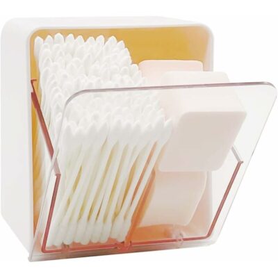 QTip-Halterboxen für Wattebällchen, Tupfer, Runden, Zahnseide, Spenderbehälterbox mit 2 Fächern, Badezimmer-Aufbewahrungsorganisator Longziming Weiß
